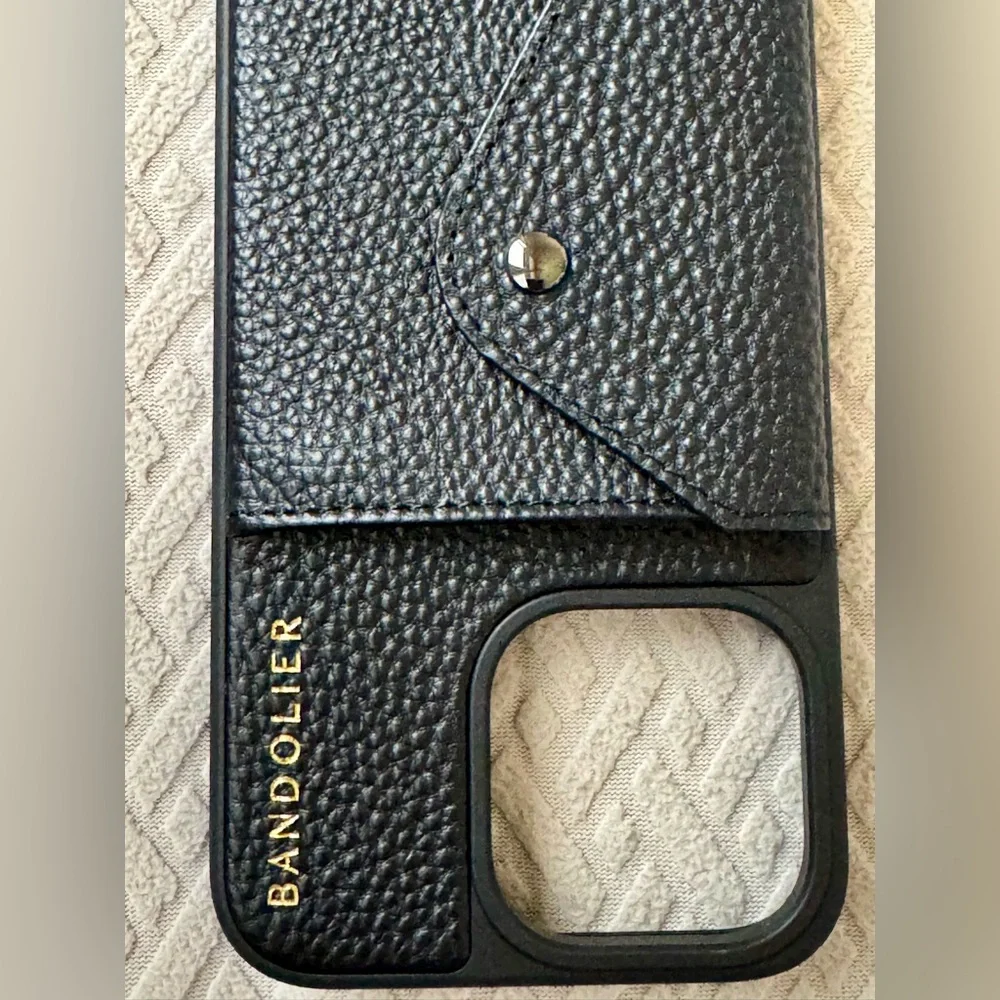 Bandolier Black Leather Crossbody Phone Case - Picture 10 of 12